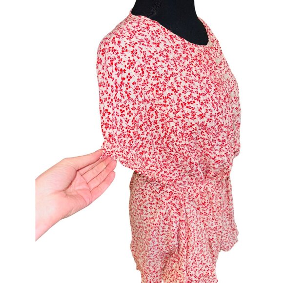 Free People One Fine Day Floral-Print Mini Dress Red White Romantic Cottage Core - Picture 6 of 14